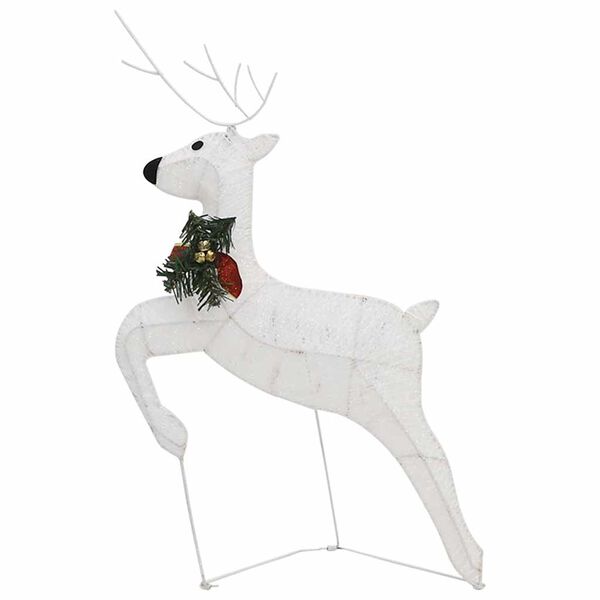 vidaXL Reindeer And Sleigh Christmas Decoration Set of 2 White