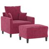 vidaXL Sofa Chair with Footstool Wine Red 23.6" Velvet