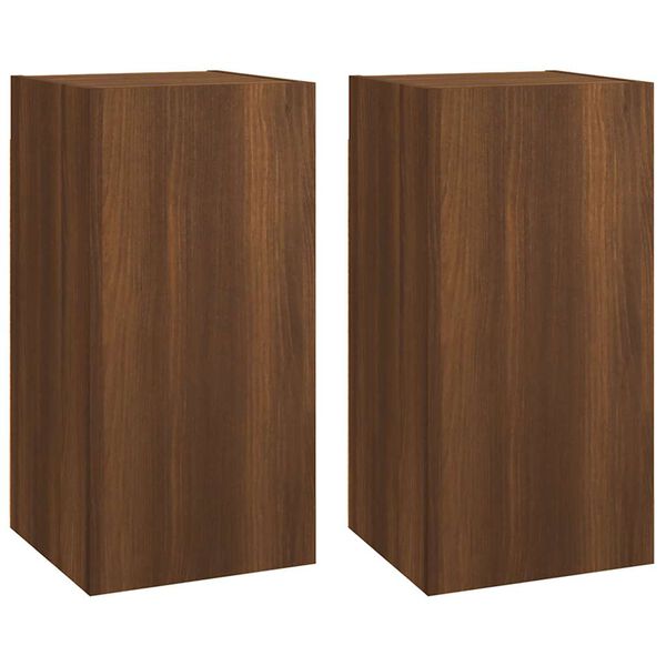 vidaXL TV Cabinet Set of 2 Brown Oak Engineered Wood Medium TV Cabinet