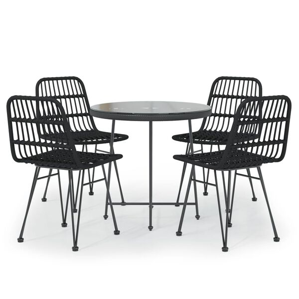 vidaXL Garden Dining Set Black Steel Medium Durable Garden Dining Set