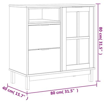 vidaXL Sideboard with Glass Door FLAM 31.5"x15.7"x31.5" Solid Wood Pine