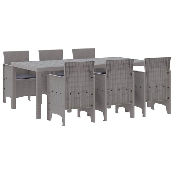 vidaXL Garden Dining Set 7 pcs Light Grey Polt rattan