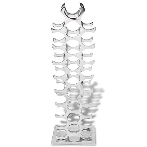 vidaXL Wine Rack Aluminum Silver 27 Bottles