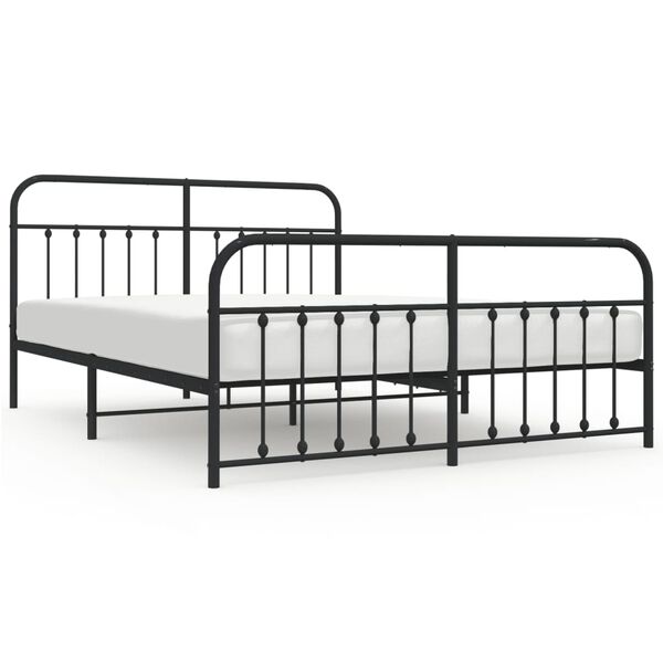 vidaXL Bed Frame Black Steel Super King Metal Bed Frame Rectangular
