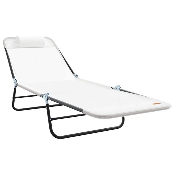 vidaXL Folding Sun Lounger Cream 71.65 x 21.65 x 33.66 in Textilene