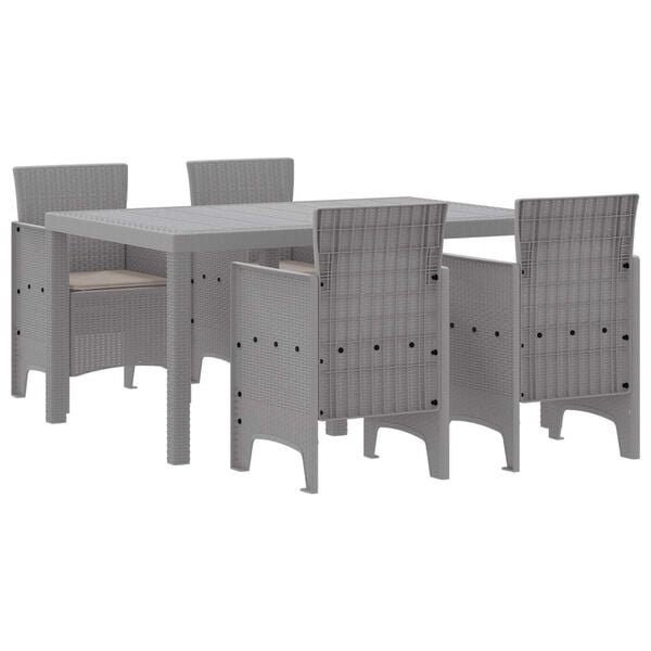 vidaXL Garden Dining Set 5 pcs Light Grey Polt rattan