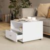 vidaXL Coffee Table White Engineered Wood Lockable Wheels Coffee Table