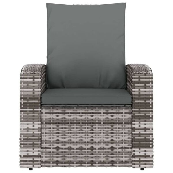 vidaXL Garden Reclining Chair Grey PE Rattan Single Sofa