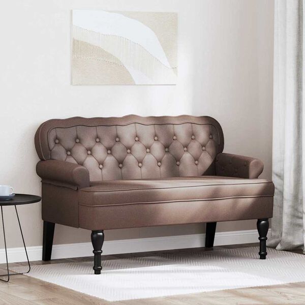 vidaXL Chesterfield Bench Brown 47.05 x 25.39 x 29.53 in Faux Leather