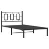 vidaXL Bed Frame Black Powder-Coated Steel Twin Bed Frame Rectangular