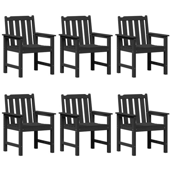 vidaXL Garden Dining Chair 6 pcs Black 65.5 x 55.5 x 88 cm Plastic