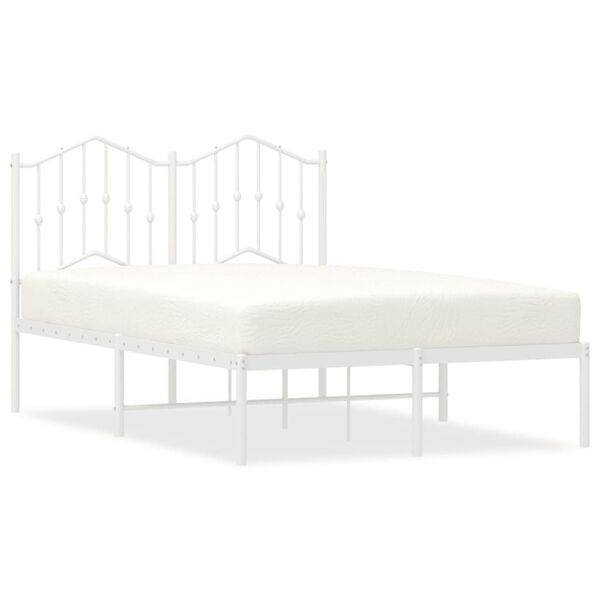 vidaXL Bed Frame White Steel Full Bed Frame Rectangular Modern