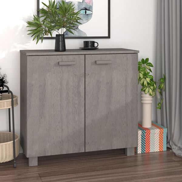 vidaXL Sideboard Light grey Solid pine wood, MDF 33.5x13.8x31.5 in