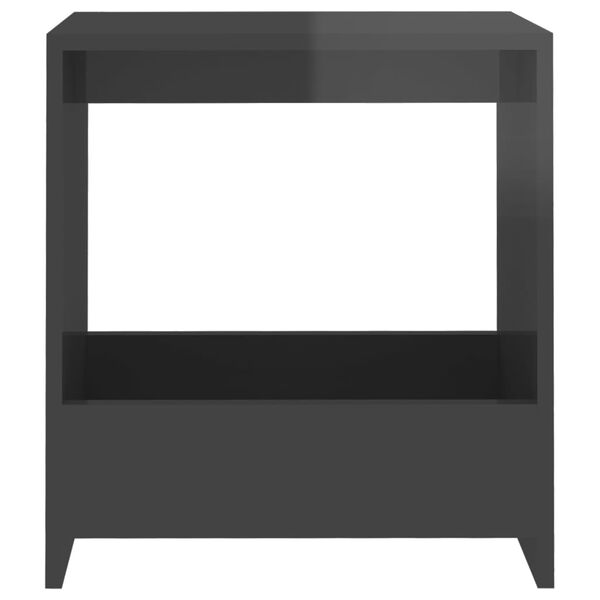 vidaXL Side Table High gloss gray Engineered wood 19.7 x 10.2 x 19.7 in