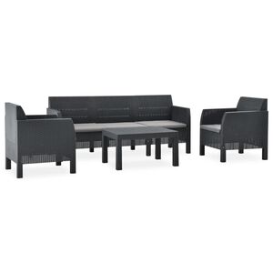 vidaXL Garden Lounge Set Anthracite Polypropylene with a rattan look