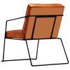 vidaXL Armchair Tan and black Genuine leather and powder-coated steel
