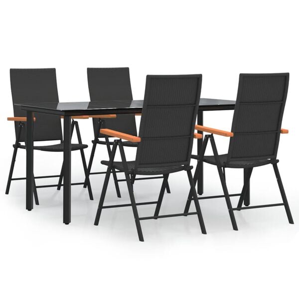 vidaXL Garden Dining Set Black and Brown
