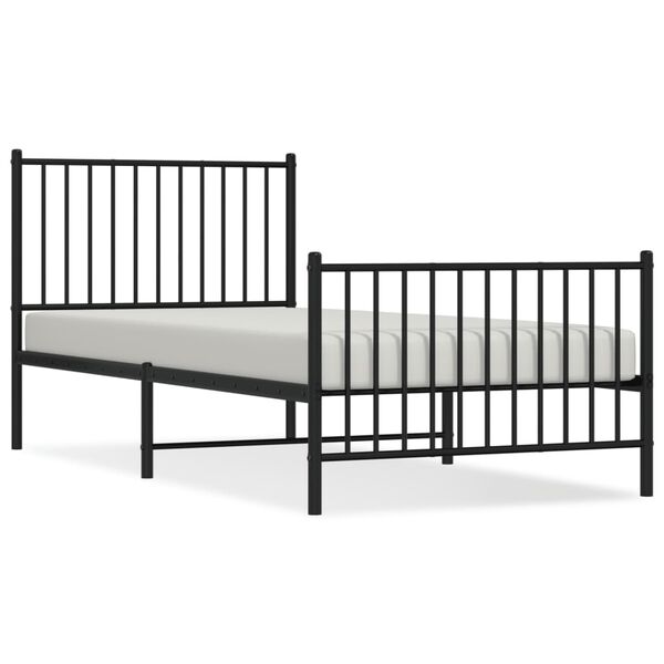 vidaXL Bed Frame Black Powder-Coated Steel 35.4 x 78.7 in