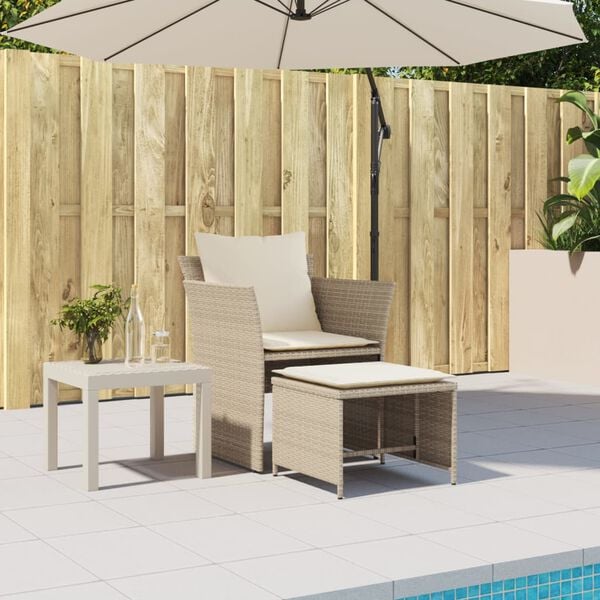vidaXL Patio Chair Beige PE rattan, powder-coated steel, polyester