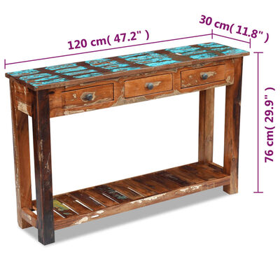 vidaXL Console Table Solid Reclaimed Wood 47.2"x11.8"x30"