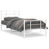 vidaXL Metal Bed Frame without Mattress with Footboard White 35.4"x78.7"