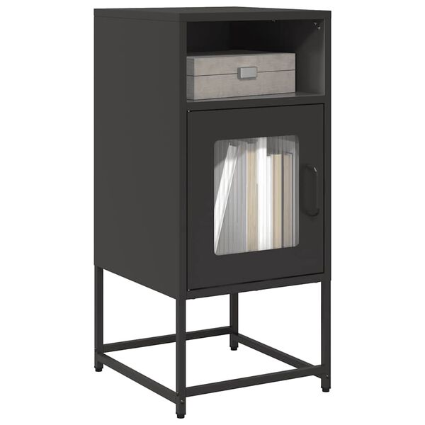 vidaXL Bedside Cabinet Black Cold-rolled Steel Medium Bedside Cabinet