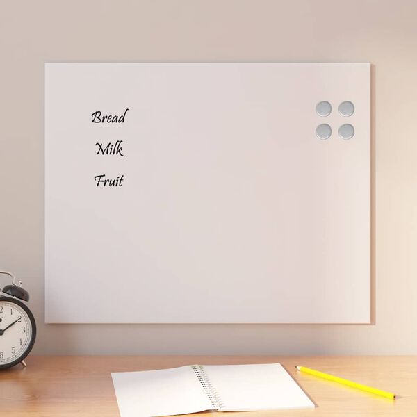 vidaXL Wall-mounted Magnetic Board White 19.7"x15.7" Tempered Glass