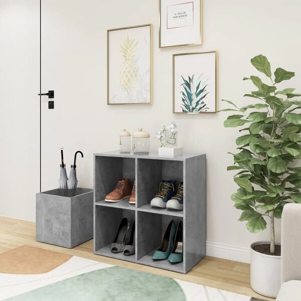 vidaXL Hall Shoe Cabinet Concrete Grey Engineered Wood Medium Cabinet