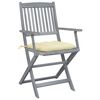 vidaXL Folding Patio Chairs 2 pcs with Cushions Solid Acacia Wood (46333+314866)