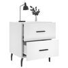 vidaXL Bedside Cabinet Set of 2 White Engineered wood, iron, aluminum