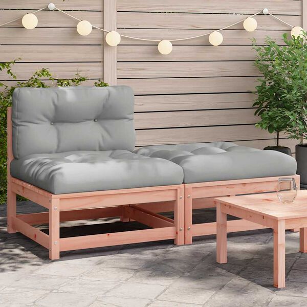 vidaXL Patio Sofa Armless with Cushions and Footstool