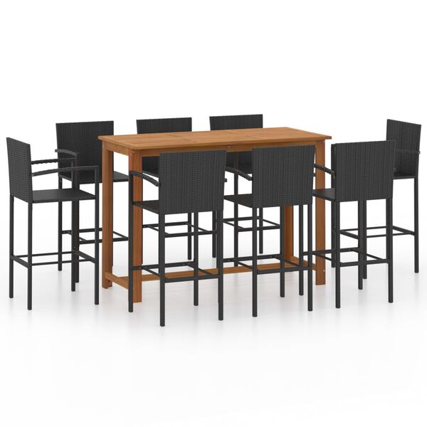 vidaXL Garden Bar Set Black, Wood