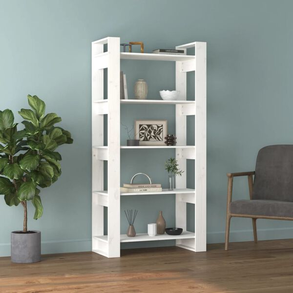 vidaXL Book Cabinet White Solid pine wood Standard Book Cabinet