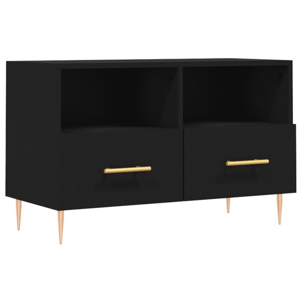 vidaXL TV Cabinet Black 31.5x14.2x19.7" Engineered Wood
