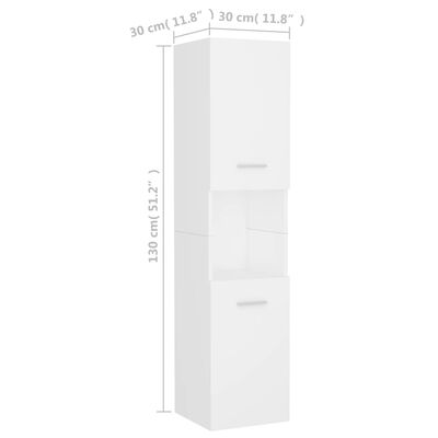vidaXL Bathroom Cabinet White 11.8"x11.8"x51.2" Engineered Wood