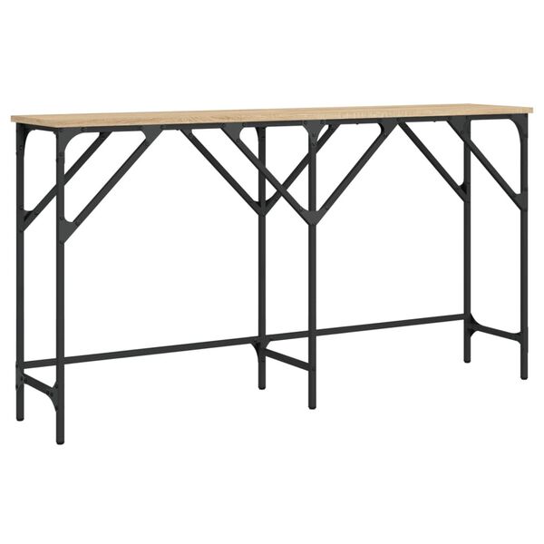 vidaXL Console Table Sonoma Oak Engineered Wood, Metal Narrow
