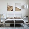 vidaXL Bed Frame White Powder-Coated Steel Full Bed Frame Rectangular