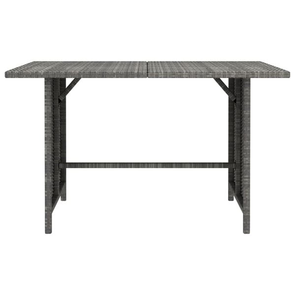 vidaXL Dining Table Grey PE rattan, Powder-Coated Steel Medium