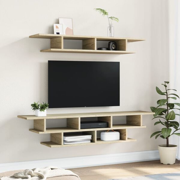 vidaXL TV Wall Unit Sonoma Oak Engineered Wood Medium TV Wall Unit