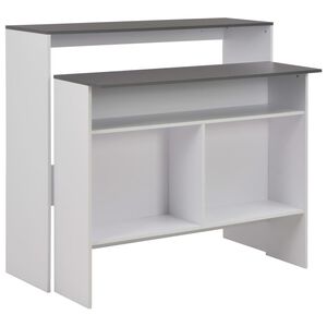 vidaXL Bar Table White with Grey Tabletop Engineered wood Bar Height