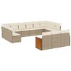 vidaXL Garden Sofa Set Beige PE Rattan Large Adjustable Feet