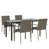 vidaXL Garden Dining Set Black and Grey PE Rattan, Steel, Tempered Glass
