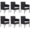 vidaXL Garden Dining Set Black PE Rattan Fits 6 People