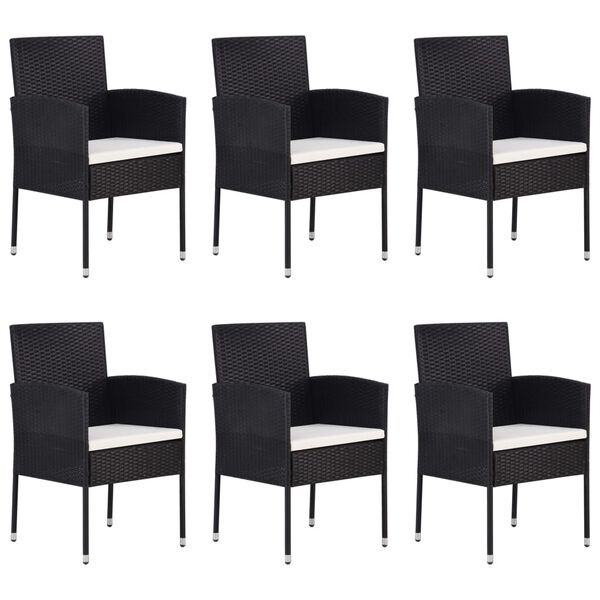 vidaXL Garden Dining Set Black PE Rattan Fits 6 People