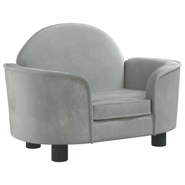 vidaXL Dog Bed Light Grey Velvet (100% polyester), Solid pine wood