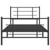 vidaXL Bed Frame Black Powder-Coated Steel Single Bed Frame