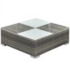 vidaXL Patio Furniture Grey PE rattan, powder-coated steel, glass, polyester