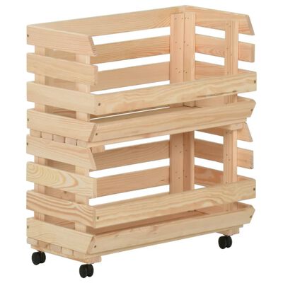 vidaXL Vegetable Trolley 14.6"x11.8"x31.5" Solid Wood Pine