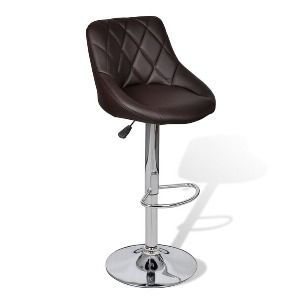vidaXL Bar Stool Set of 2 Brown Faux Leather, Iron Adjustable