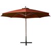 vidaXL Hanging Garden Parasol Terracotta Solid Fir Wood Large